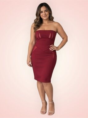 Zac Posen red strapless fitted dress sz 4 (B04)